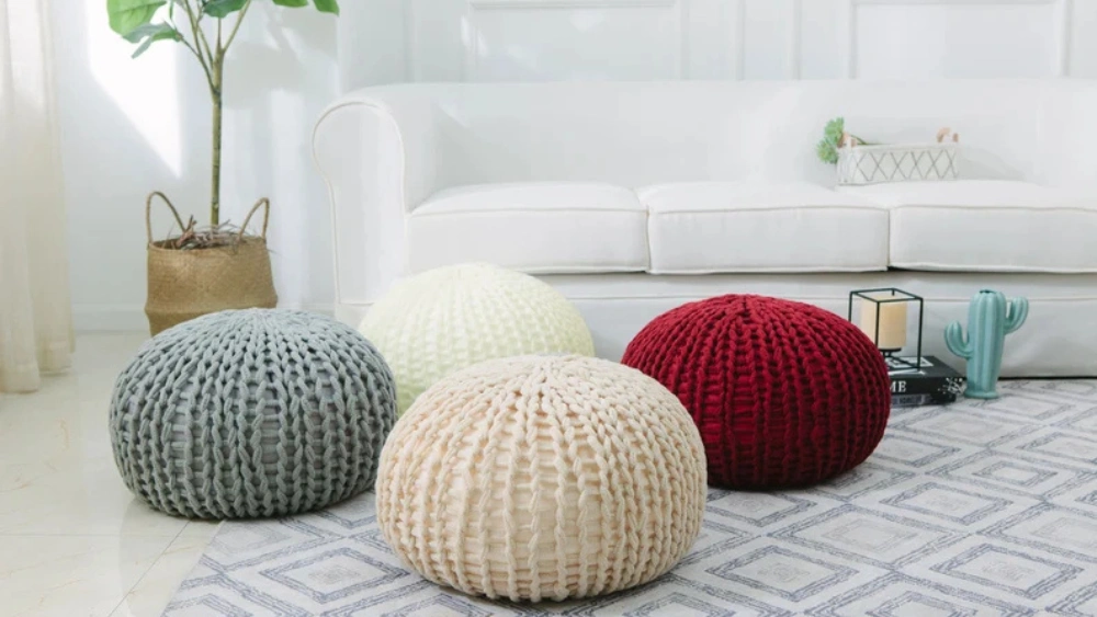 Best Knitted Pouf Ottoman for Stylish and Cozy Living Room Décor